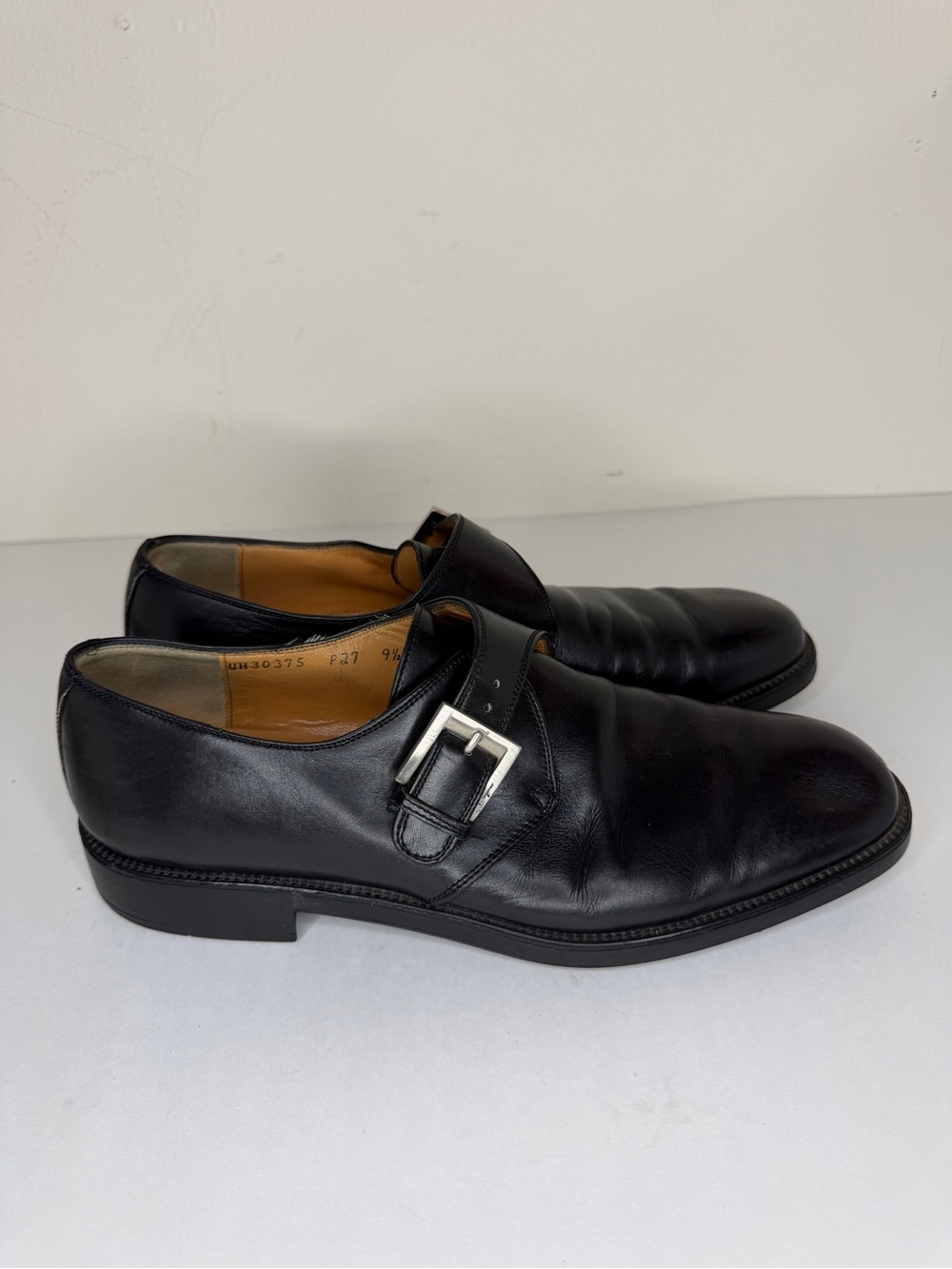 Salvatore Ferragamo Studio Dress Shoes Men’s 9.5D Black Leather Monk Strap Italy